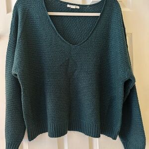 American Eagle Outfitters Deep Teal V-Neck Sweater